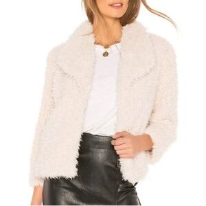 BB Dakota Hugs Don't Lie Faux Fur Teddy Short Jacket in Ivory size Small